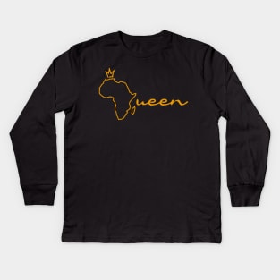 African Queen, Africa Map Kids Long Sleeve T-Shirt